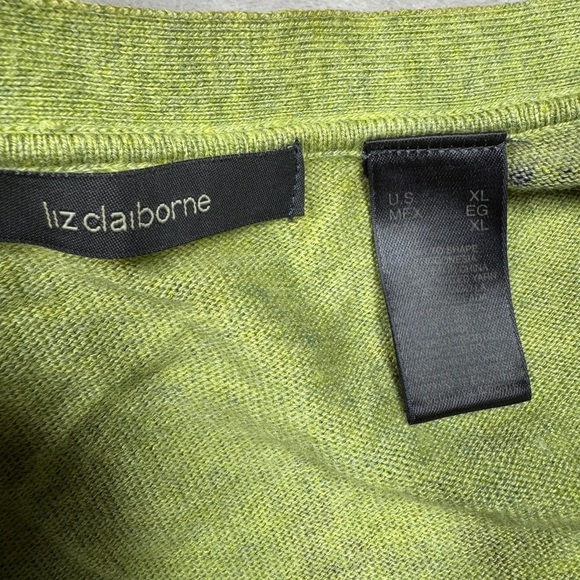 Liz Claiborne Wool Blend Green Brown Floral Button Front Cardigan Sweater XL - Picture 13 of 14